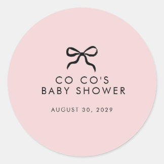 Elegant Minimal Bow Baby Shower Classic Round Sticker