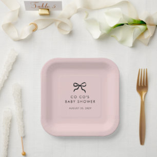 Elegant Minimal Bow Baby Shower Cocktail Napkins Paper Plates