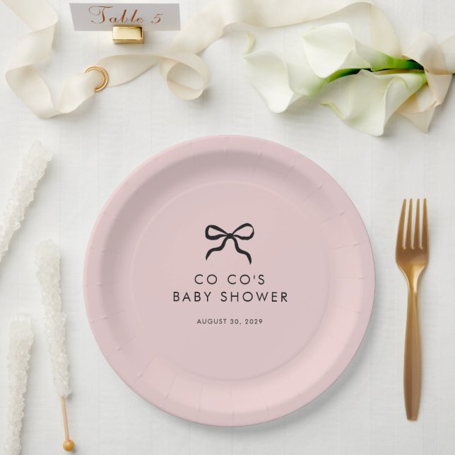 Elegant Minimal Bow Baby Shower Cocktail Napkins  Paper Plates (Wedding)