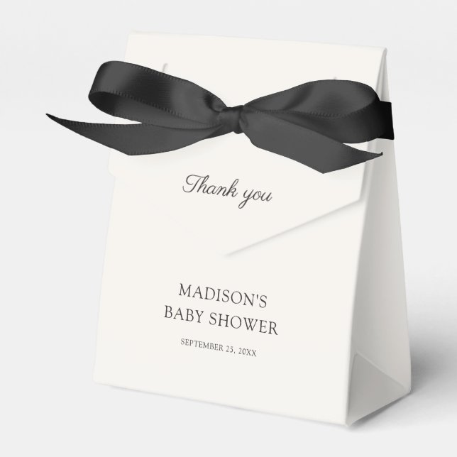Elegant Minimal Bow Baby Shower Thank You Favor Boxes (Front Side)