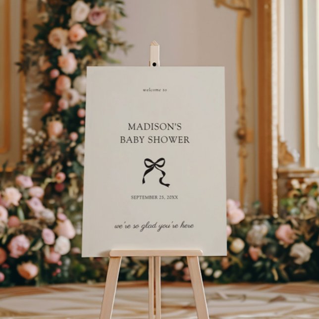 Elegant Minimal Bow Baby Shower Welcome Foam Board (Creator Uploaded)