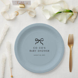 Elegant Minimal Bow Boy Baby Shower  Paper Plates
