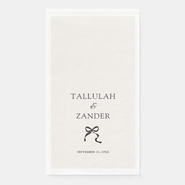 Elegant Minimal Bow Wedding Paper Guest Towels (Front)