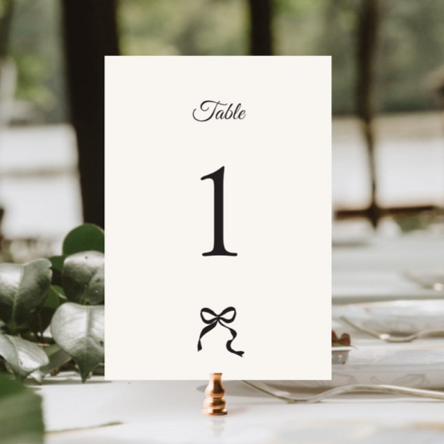 Elegant Minimal Bow Wedding  Table Number (Creator Uploaded)