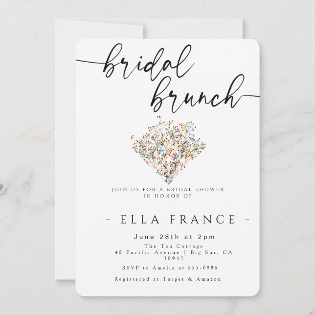 Elegant Minimal Bridal Brunch Invitation (Front)