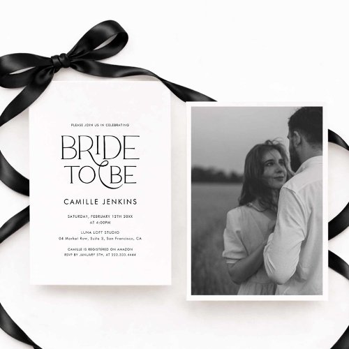 Elegant Minimal Bridal Shower Photo Invitation