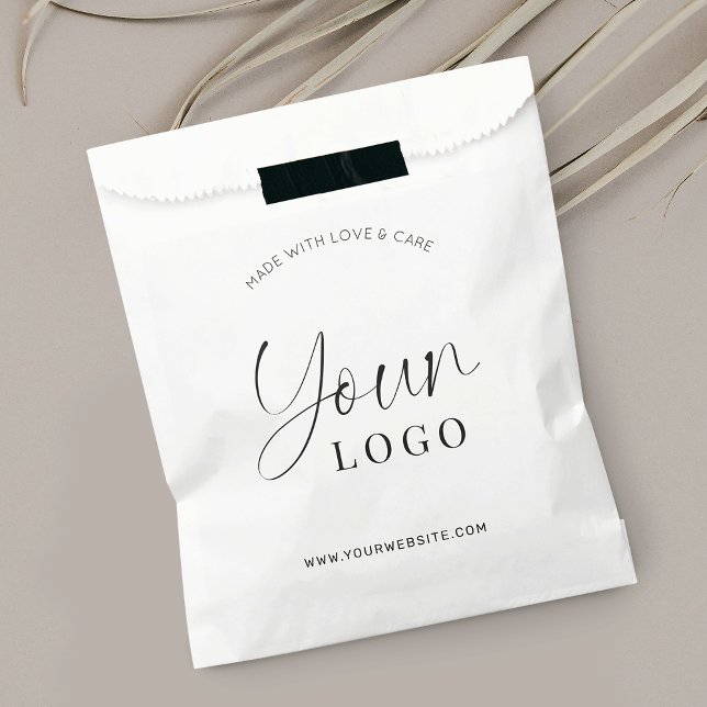 Elegant Minimal Business Logo Packaging Paper Bags (Minimalist black and white branded paper shopping bag with space for your logo)