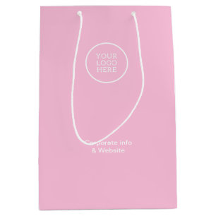 Elegant Minimal Business Pink Logo Corporate Medium Gift Bag