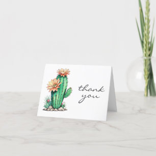 Elegant Minimal Cactus Floral Botanical Letterpress Thank You Card