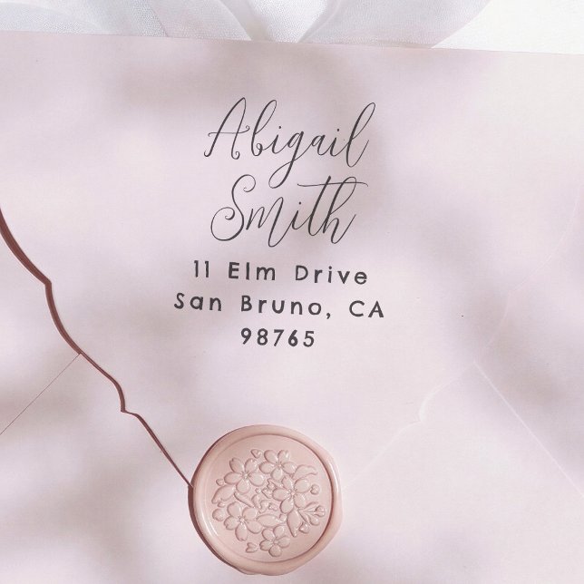 Elegant Minimal Calligraphy Name & Return Address Rubber Stamp (Creator Uploaded)
