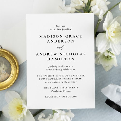 Elegant Minimal Calligraphy Wedding Letterpress Invitation