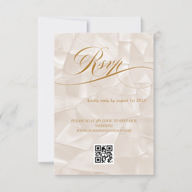 Elegant Minimal Calligraphy Wedding QR code RSVP Card (Front)