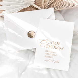 Elegant Minimal Calligraphy White Classic Wedding Invitation