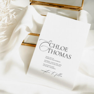 Elegant Minimal Calligraphy White Classic Wedding Invitation