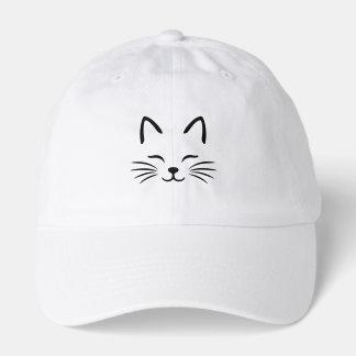 Elegant Minimal Cat Face Line Art Hat