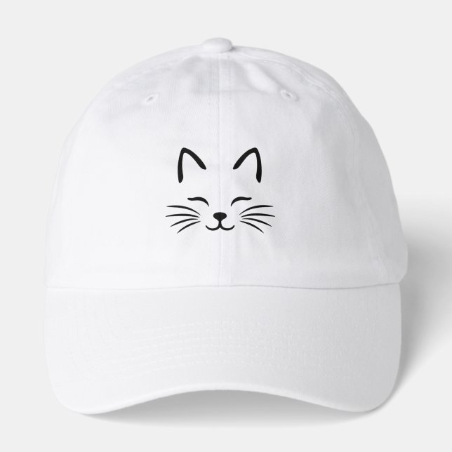 Elegant Minimal Cat Face Line Art Hat (Front)