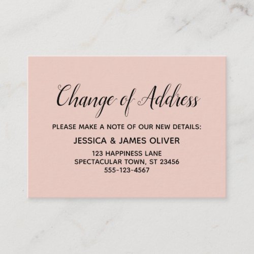 Elegant Minimal Change of Address Blush Pink Card