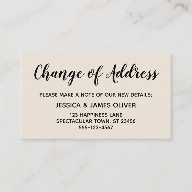 Elegant, Minimal Change of Address Cream Card (Front)