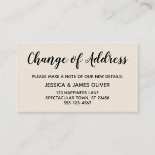 Elegant, Minimal Change of Address Cream Card