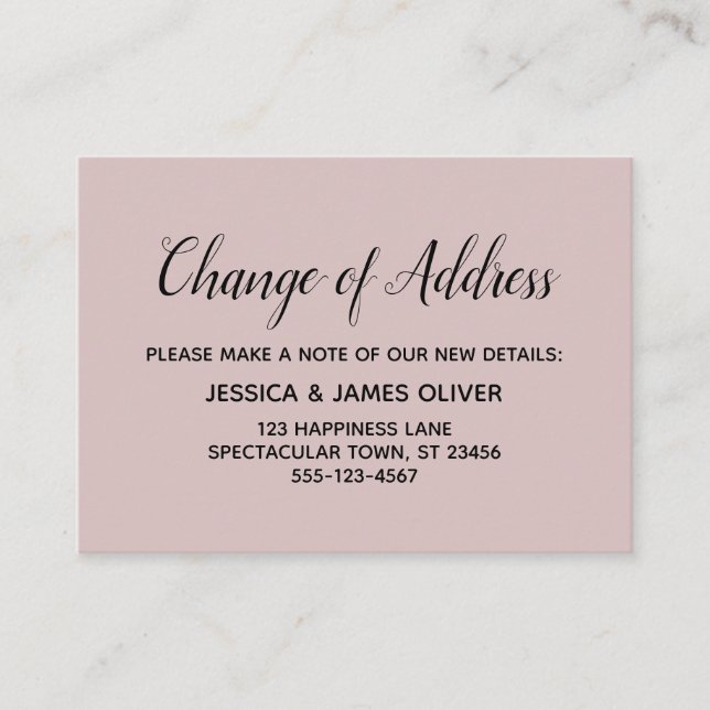 Elegant, Minimal Change of Address Dusty Rose Card (Front)