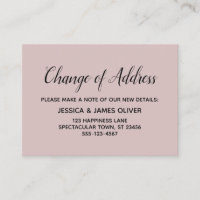 Elegant, Minimal Change of Address Dusty Rose Card
