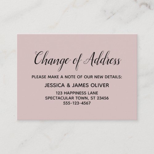 Elegant Minimal Change of Address Dusty Rose Card