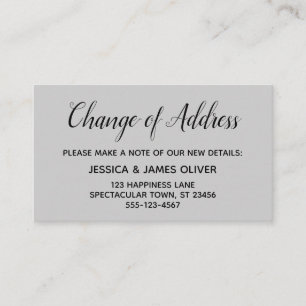 Elegant, Minimal Change of Address Gray Card