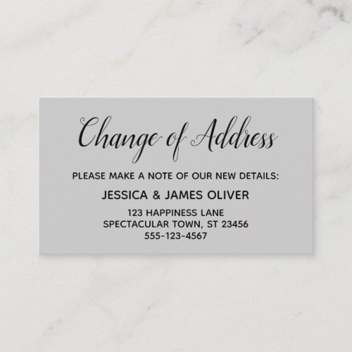 Elegant Minimal Change of Address Gray Card