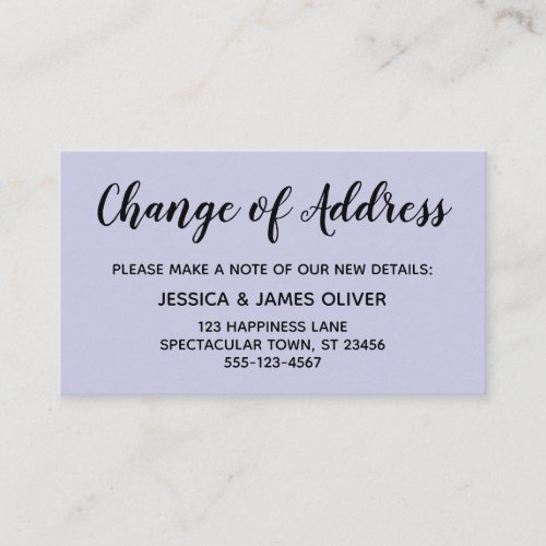 Elegant Minimal Change of Address Lavender Card
