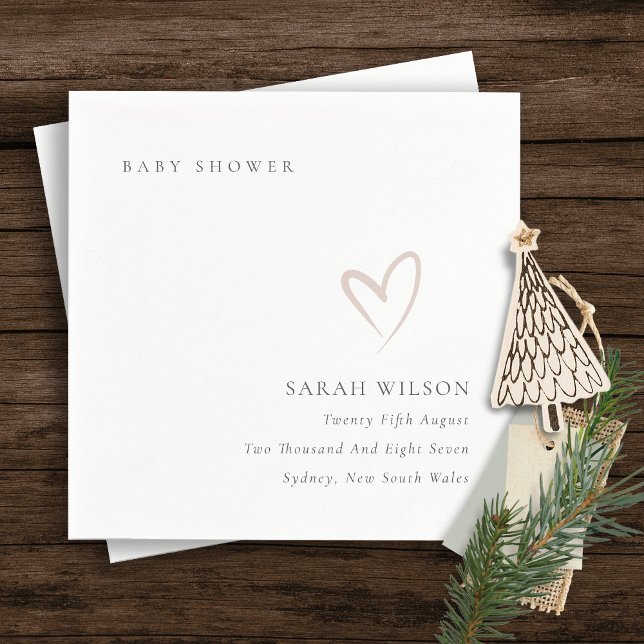 Elegant Minimal Chic Blush Pink Heart Baby Shower Napkins (Creator Uploaded)