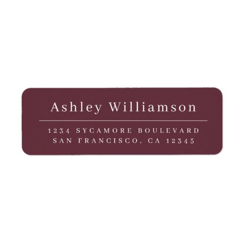 Elegant Minimal Chic Burgundy Return Address Label