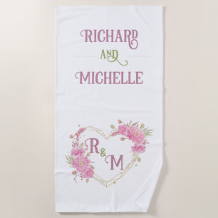 Elegant minimal Chic Initial letter monogram name Beach Towel
