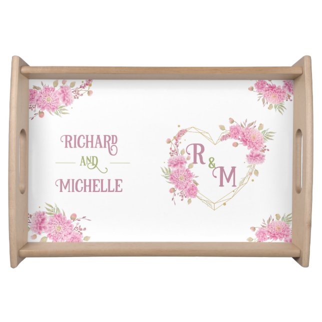 Elegant minimal Chic Initial letter monogram name Serving Tray (Front)