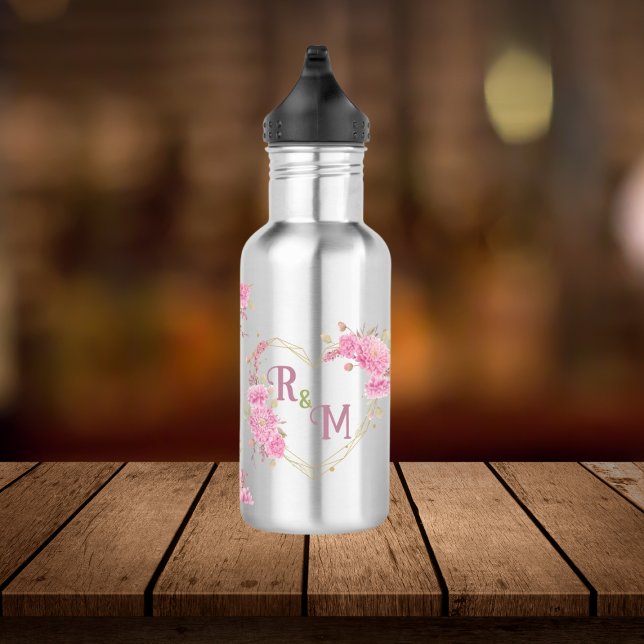 Elegant minimal Chic Initial letter monogram name Stainless Steel Water Bottle (Creator Uploaded)