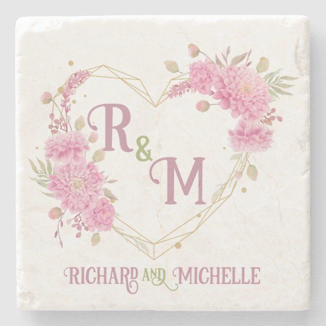 Elegant minimal Chic Initial letter monogram name Stone Coaster (Front)