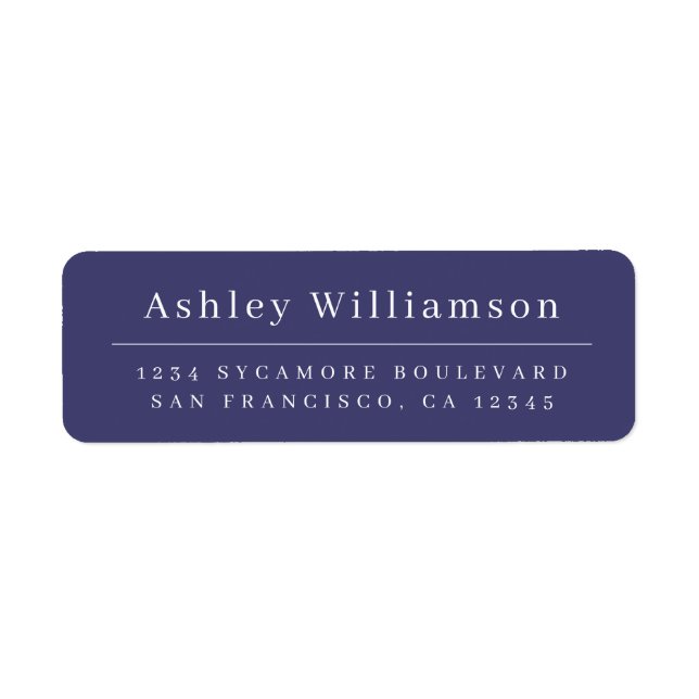 Elegant Minimal Chic Navy Blue Return Address Label (Front)