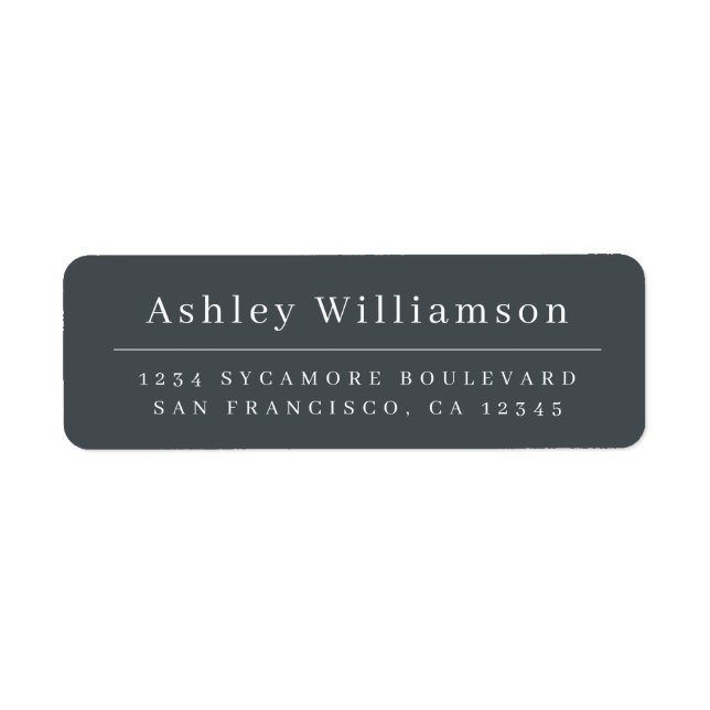 Elegant Minimal Chic Off-Black Return Address Label (Front)