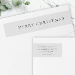 Elegant Minimal Christmas Dove Gray Return Address Wrap Around Label<br><div class="desc">A stylish minimal holiday wrap around return address label with classic typography "Merry Christmas" in black on a clean simple soft dove gray background. The text can be easily customized for a personal touch. A simple,  minimalist and contemporary christmas design to stand out this holiday season!</div>