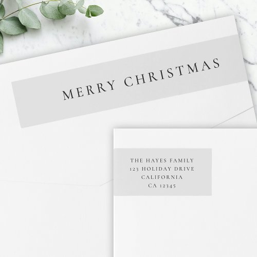 Elegant Minimal Christmas Dove Gray Return Address Wrap Around Label