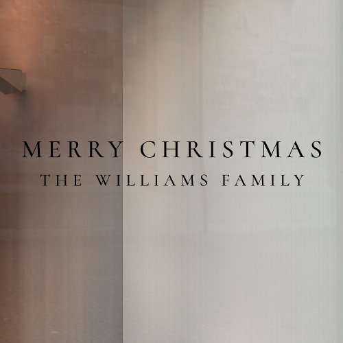 Elegant Minimal Christmas Family Name Entrance Window Cling