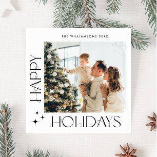 Elegant Minimal Christmas Greeting Photo QR code Holiday Card