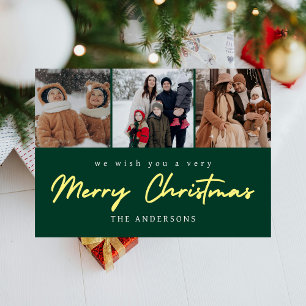Elegant Minimal Christmas   Modern Family 3 Photo Holiday Card