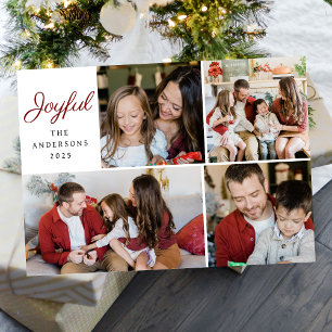 Elegant Minimal Christmas Modern Family 4 Photo Holiday Card