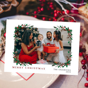 Elegant Minimal Christmas Modern Family Portrait Holiday Card