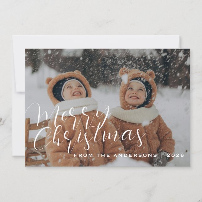 Elegant Minimal Christmas | Modern Family Portrait Holiday Card (Front)