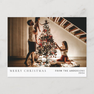 Elegant Minimal Christmas Modern Family Portrait Holiday Postcard