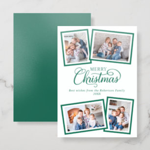 Elegant Minimal Christmas Script 4 Photo Letterpress Photo Cards