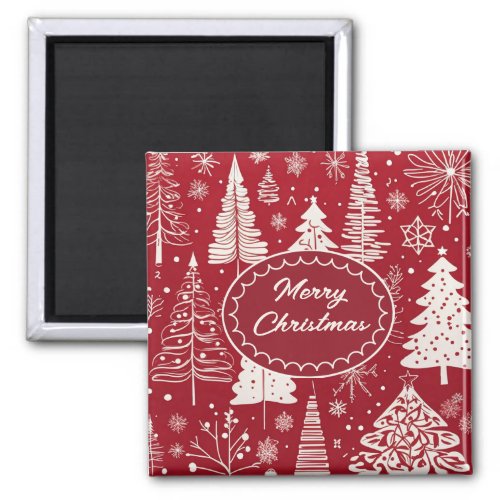 Elegant Minimal Christmas Tree Holiday Pattern  Magnet