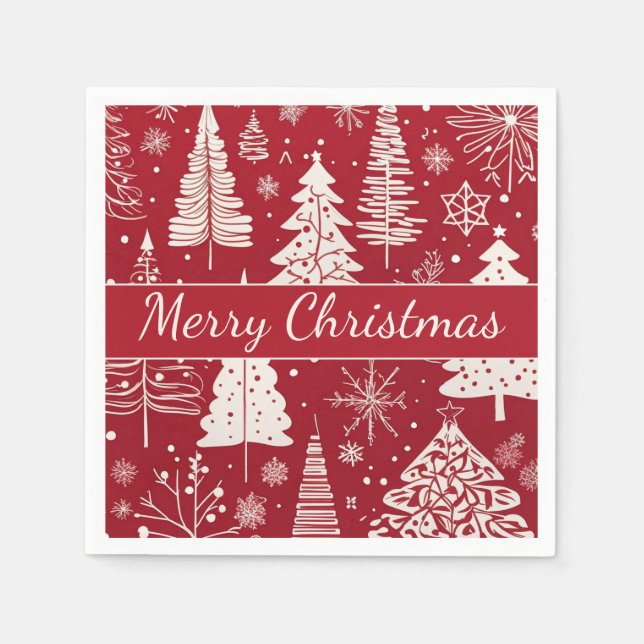 Elegant Minimal Christmas Tree Holiday Pattern  Napkins (Front)