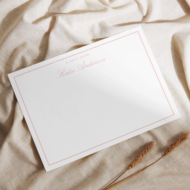 Elegant Minimal Classic Script Pastel Pink Note Card (Creator Uploaded)